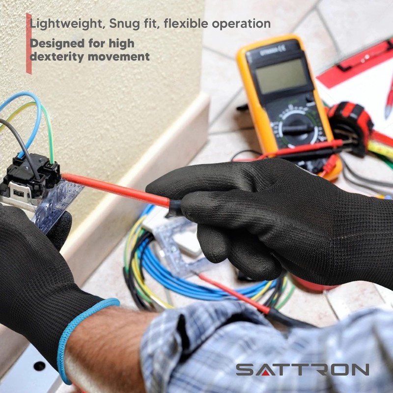 Safety Work Gloves PU Coated-12 Pairs Touchscreen Working Gloves Seamless