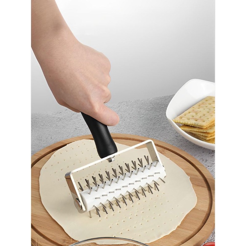 Pizza Dough Docker Stainless Steel Pizza Roller with Spikes Multipurpose