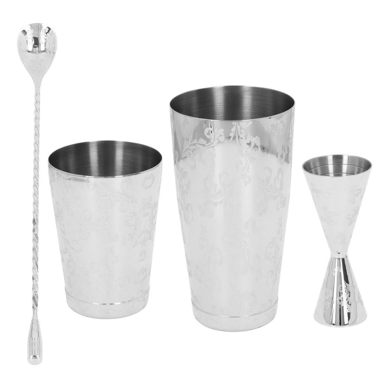 Boston Cocktail Shaker Set Multifunctional 304 Stainless Steel Vintage Print