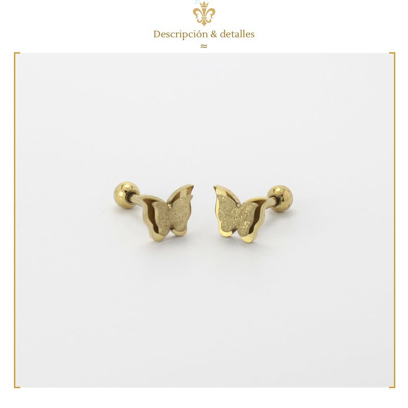IMPERO JEWELRY Aretes Broqueles De Mariposas De Oro Rosa Laminado