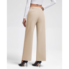 OULESIS Wide Leg Dress Pants for Women High Waist Business Casual Stretchy Work Pants Pullover Formal Slacks Trousers with Pockets Straight Legged Pants Non See Through Daily Wear, Vacation Outfit