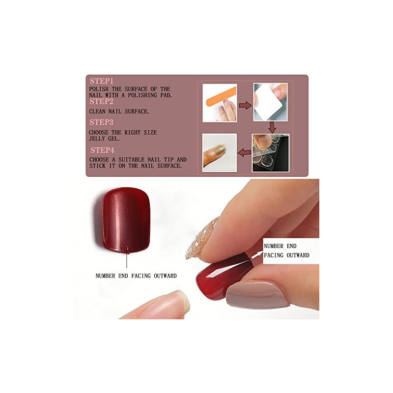 Uñas Postizas Cuadradas Cortas Con Diseños Presión, Uñas Postizas Blancas