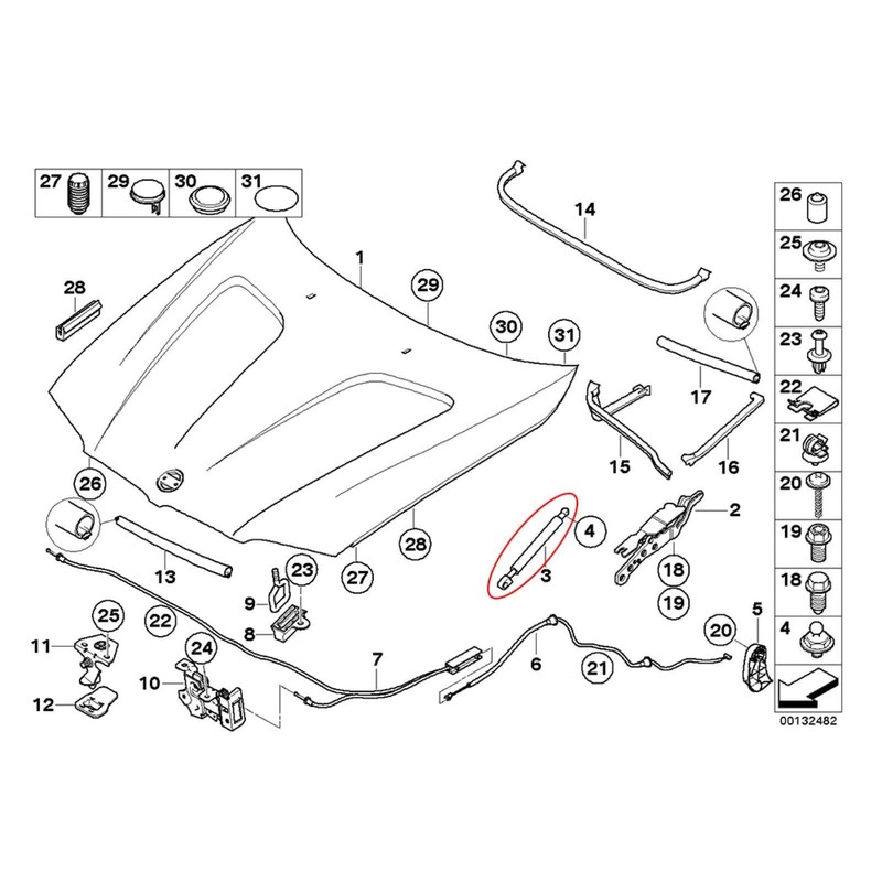 KIMISS Front Bonnet Struts Shock Gas Pressure Support Damper 51233400352