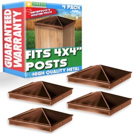 GreenLighting 4x4 Aluminum Pyramid Post Cap Cover (Brown 4 Pack) Fits 4x4 Nominal Wood (True 3.5 x 3.5) Powder Coated Matte Outdoor Post Caps Cover, Fence Wood Post, Decking, Waterproof