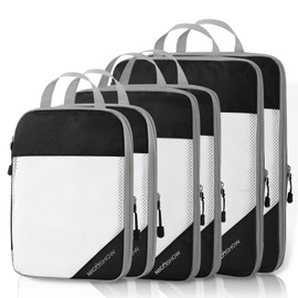 NICOSHOW 6 Set Compression Packing Cubes, Compressible Travel Packing Cubes Travel Essentials, Luggage Organizers for Carry-on Suitcase, Black