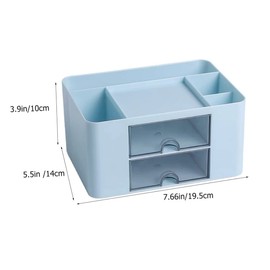 NOLITOY Tabletop Organizer Stylish Type Storage Box for Stationery Boys and Girls Items Sundries Hips Material for Home Office Bedroom Iceberg