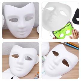 NUOBESTY 5Pcs DIY Full Face Masks Blank Paper Mask Paintable White Masquerade Mask for Mardi Gras,Masquerade, Cosplay