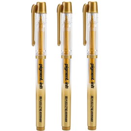 Gold Pens Metallic Gel Ink 1.0mm Tip Highlight Marker Rollerball Pen - Pack of 3