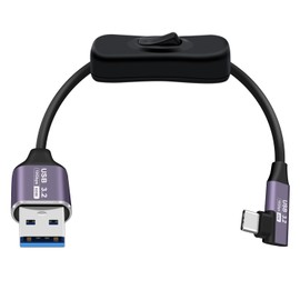 HuaLiSiJi USB 3.2 Gen 2 Kabel Typ A auf C mit Schalter 3A 60W PD 3.1 USB C Ladekabel 90 Grad Winkel 10Gbps Datenübertragung für Tablets, Laptops, SSD usw (90 Winkel, 0.3 m)