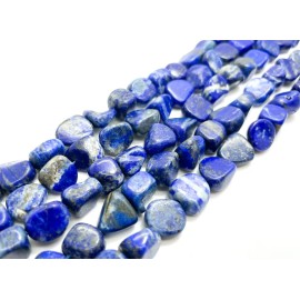 Perfect Gems Natural Blue Lapis Polished Nugget Pebble Round Barrel Gemstone Beads - PG318