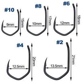 Alwonder 30pcs Carp Fishing Claw Hooks Micro Barbed PTFE Coated Bottom Bait Hooks Carp Fishing Tackle for Hair Chod Ronnie Bottom Bait Claw Rig Making #8