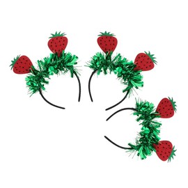 Baluue 3pcs Fruit Themed Headbands Vibrant Strawberry Tinsel Hair Hoops for Summer Parties Comfortable Accessories for Beach Outings and Birthday Celebrations