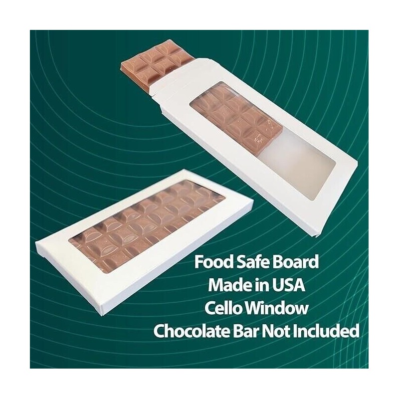 GoGoPak 50 Boxes - Chocolate Bar Box White with Clear