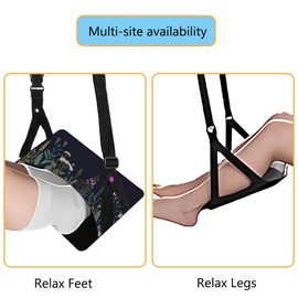 Ruhuayoupin Airplane Foot Rest Comfortable Travel Footrest Accessories Adjustable Foot Hammock for Plane,Ergonomic Airplane Travel Essentials,Portable Office Desk Foot Rest (Flower, 1 Pack)