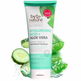 By Nature Hyaluronic Acid + Aloe Vera Facial Cleanser to Hydrate & Brighten Your Skin - Skincare from New Zealand - Premium Face Cleanser - 7oz