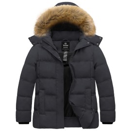 wantdo Women's Winter Coats Plus Size Puffy Snow Parka Jacket with Removable Hood Dark Grey 3X