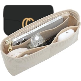 Doxo Purse Organizer Insert Compatible with GG Marmont Small Shoulder Bag, Custom Fit Inside Premium Bag Organizer Lightweight Purse Insert with Zipper, Handbag & Tote Shaper, Beige/S