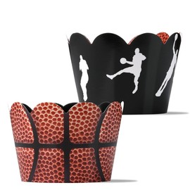 Basketball Cupcake Wrappers, Set of 42 – Slam Dunk Party Decorations for Basketball-Themed Events by Pretty Cute Studios