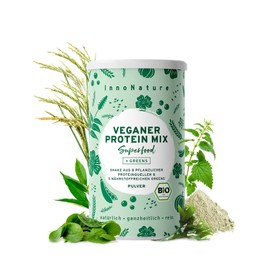 InnoNature Bio Green Protein Mix I mit 8 pflanzlichen Proteinquellen und 5 nährstoffreichen Superfoods I 450g | Vegan & ohne künstliche Süßungsmittel
