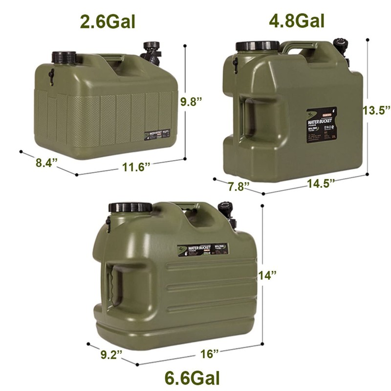 DESERT & FOX Water Container with Spigot 2.6/4.8/6.6Gal PE Water