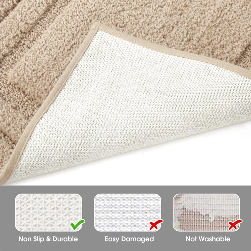 HOMEIDEAS Beige Bathroom Rugs Sets 3 Piece, Super Soft Absorbent