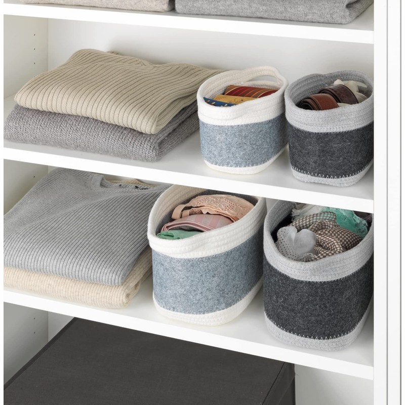 WENKO Bea M Felt Basket with Two White Handles, Made