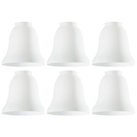 Ciata Lighting Traditional Bell Glass Shade Replacement shade for fan/wall fixtures Shade Pack of 6 (White Opal)