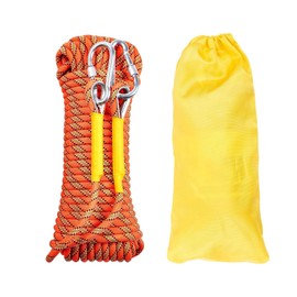 Gangying Outdoor Climbing Rope Diameter 8mm Outdoor Static Rock Climbing Rope, High Strength Cord Safety Rope Braid Nylon Rope, Escape Rope Fire Rescue Parachute Rope with 2 Carabiner 5m