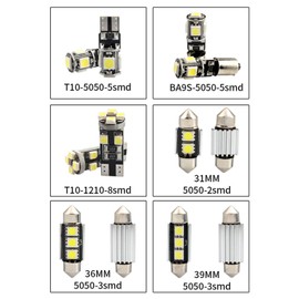 Bombillas de luz de coche,23 piezas Bombillas de luz LED de coche Luz blanca T10 5W 5050 Chip de bajo consumo para lámpara Interior de puerta de matrícula