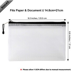 Ipow A5 Document Bag Zip Pockets Mesh Bags Zip Pouch Briefcase for School and Office Supplies 30 Pieces Black