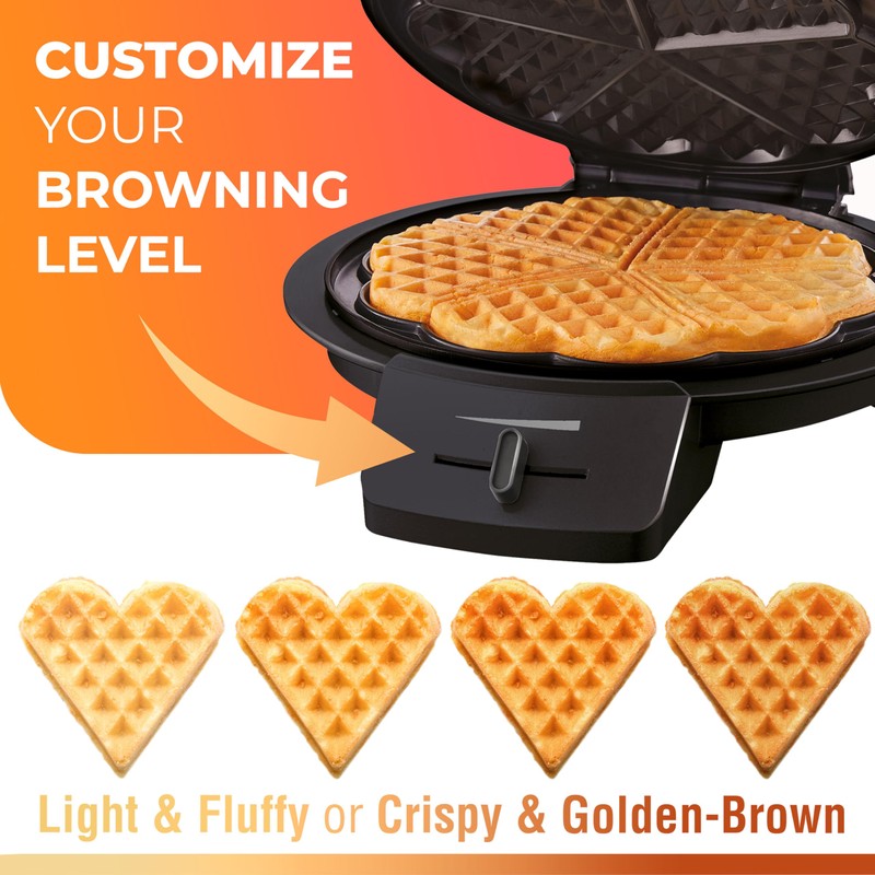 Mueller Heart 5 Waffle Maker, Norwegian Waffle Iron, Adjustable Browning