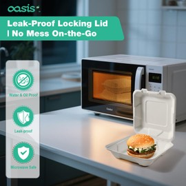 OasisSN [9x6, 68-Pack Clamshell Takeout Containers, Compostable Heavy-Duty Disposable Paper Lunch Boxes(BPI Certified)