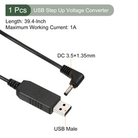 YOKIVE DC 5V to DC 9V USB Step Up Voltage Converter, 1m/39.4" Black Cable, 6W 1A, Great for Routers, Car Driving Recorders, Cameras