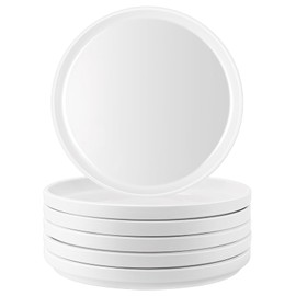 Dyrfolm 9 Inch White Dinner Plates Set of 6, Ceramic Appetizer Plates, Porcelain Dessert Plate, White Round Salad Plate for Kitchen, Restaurant, Microwave, Oven & Dishwasher Safe, Scratch Resistant