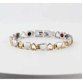Meixao Bracelet for Women Heart Design Polished Stainless Steel with Adjustable Removal Tool (Gold/Silver)