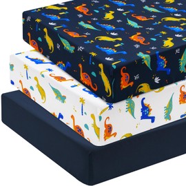 david's kids david's kids 3 Pack Fitted Crib Sheets, Ultra Soft Breathable Comfortable Baby Sheet Set for Boys Girls Neutral, 28x52 Inch Fits Standard Crib and Toddler Mattresses, Dinosaur