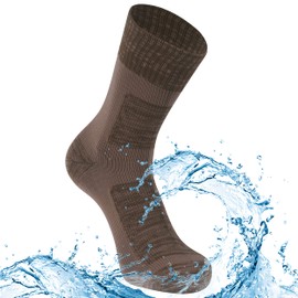Agdkuvfhd Waterproof Neoprene Socks for Men Warm Quick Dry Crew Outdoor Boot Socks for Camping Hiking Trekking Wading Fishing Sport Gift(Brown, Large)
