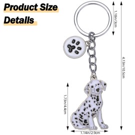 WEWAYSMILE Dog Car Keychain Pet Keychain Portable Metal Keychain Gift for Pet Lover Birthday Puppy Theme Party Supplies, Dalmatian, About 8.5*7.5*1 mm