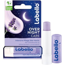LABELLO Overnight Care Lippenpflegestift, Lippenpflege mit Sheabutter & √§therischem Lavendel√∂l f√ºr sanfte Lippen am Morgen, Lippenbalsam f√ºr 8h Pflege √ºber Nacht (4,8 g)