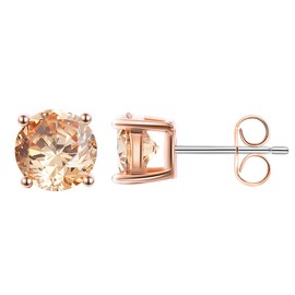 Brilliant Cut CZ stud earrings – 18K Gold Plated Stud Earrings For Women Men Ear Piercing Earrings Cubic Zirconia Inlaid,4-7 mm Available