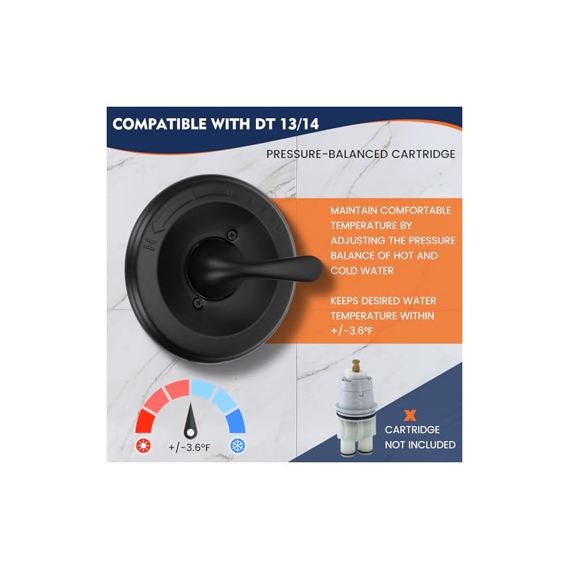 Replacement for delta Classic 13/14 Series Single-Function Shower Valve Trim