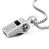 Mens Ice-out Whistle Pendant Necklace with Cubic Zirconia, Stainless Steel,
