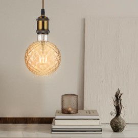 WHFIALUX Large Decorative LED Light Bulbs, Vintage Edison Pineapple Shaped Light Bulb, G40(G125) Globe Bulb, Amber Glass 2700K Warm White, 4W Dimmable 400LM(40W eq.), E26 Base