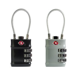 UP Security Suitcase Locks TSA Approved, Small Combination Cable Padlock, TSA Locks for Luggage, Combo Padlocks with Code for Backpack Zipper, Gym Locker, Ammo Can, Guitar Gun Case, Box (Black+Gray)