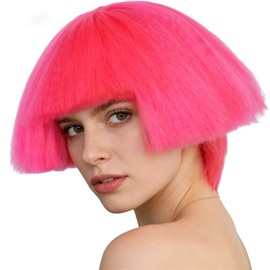 IMEYLE Yaki Wig Pink Bowl Cut Wig Women Fluffy Straight Mushroom Wigs