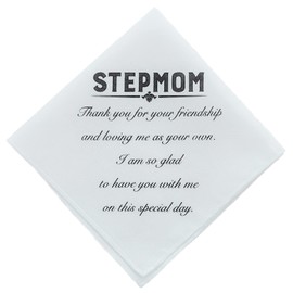 Mother Of The Bride Handkerchief Gifts To StepMom Wedding Gift From Daughter, White Handkerchiefs For Bridal's Stepmother, Wedding Keepsake For Perfect Moments