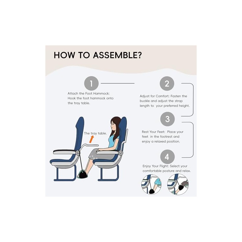 Foot Hammock for Plane Travel, Airplane Foot Hammock, Adjustable Foot