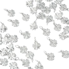 Airssory 50 Pieces Four Leaf Plant Clover Pendants for Bracelets Jewelry Making Accessories DIY Crafts