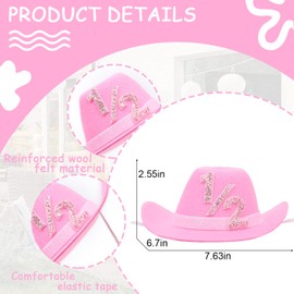 PATRDIO My First Rodeo Birthday Party Hat - Pink Cowgirl 1/2 Birthday Hat,Cowgirl Half Birthday Party Decoration, Disco Cowgirl Half Year Birthday Party, Shiny Cowboy Athletic Hat (Pink)