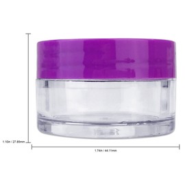Beauticom 20G/20ML Clear Round Sample Container Jars with Purple Lids for Lotion, Creams, Toners, Lip Balms, Cosmetic, Makeup - BPA Free (6 Pieces)